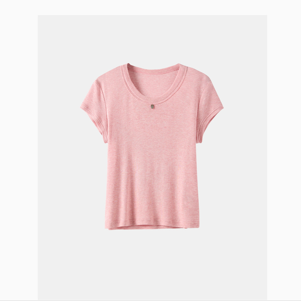 Tencel-Wool Slim Short-Sleeve Top_BDHL8335