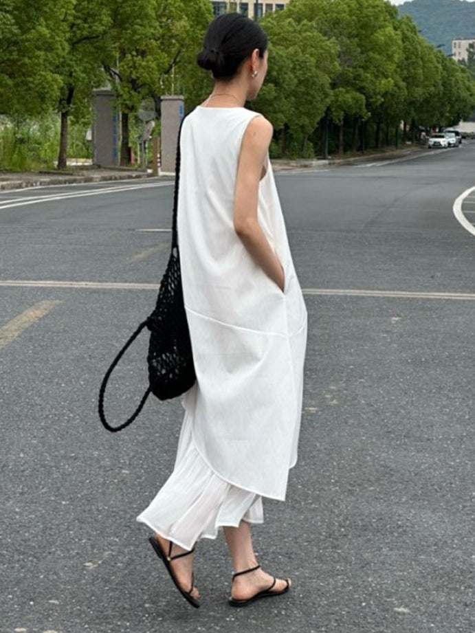 Splicing Fishtail Sleeveless Dress_BDHL7528