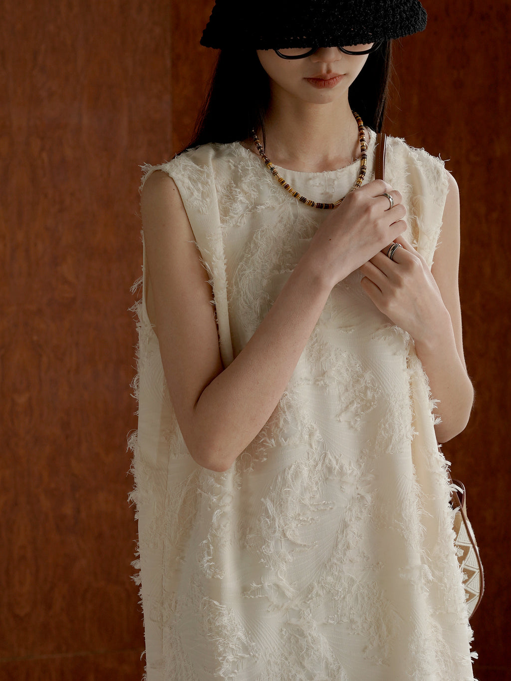 Fringe Flower Sleeveless Dress_BDHL6200