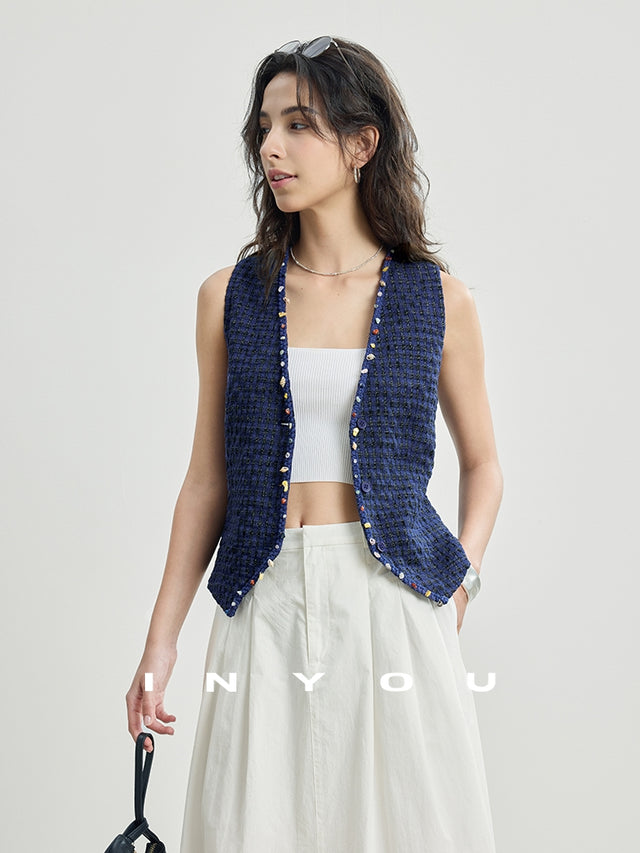 Deep V-Neck Shell Motif Vest_BDHL7495