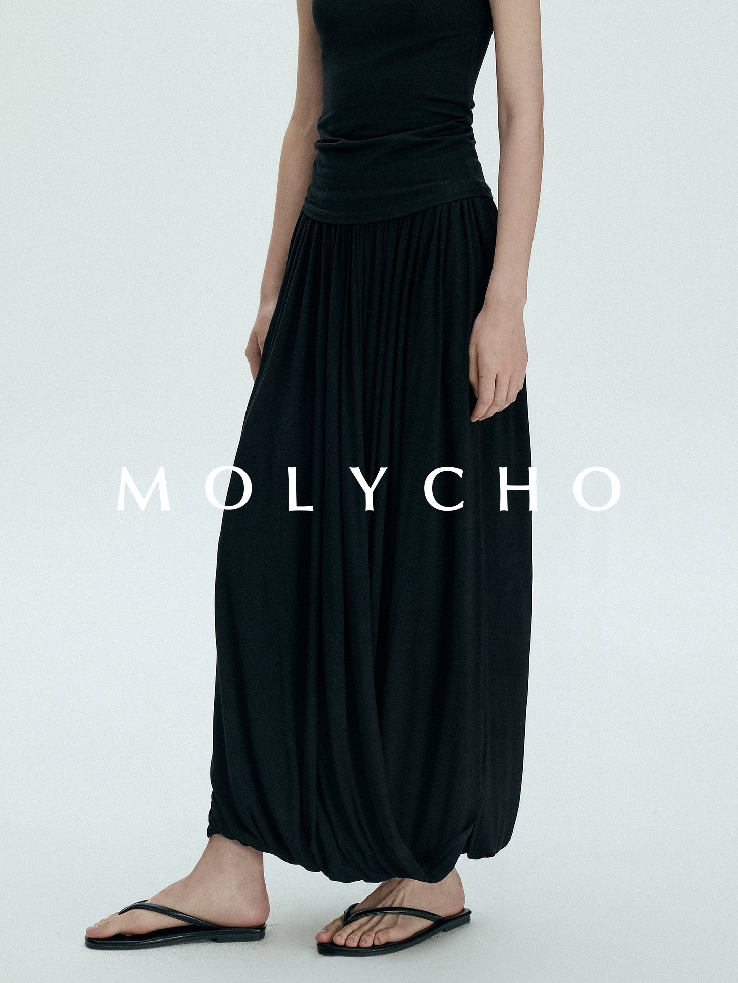 Pleated Long Skirt Pants_BDHL7398