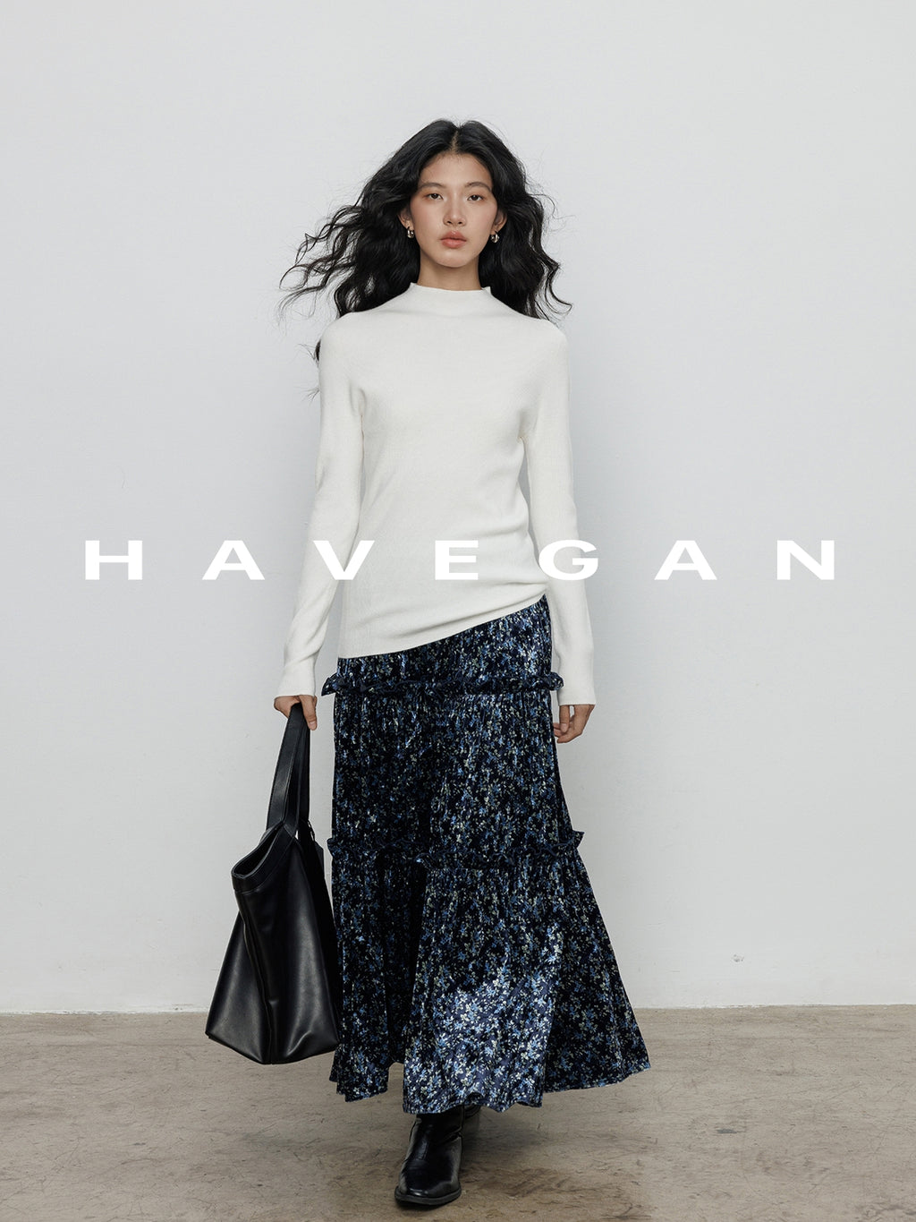 Retro Floral Print A-Line Skirt_BDHL7897