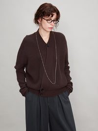 Button Diagonal Fronted Thick Cardigan_BDHL6679