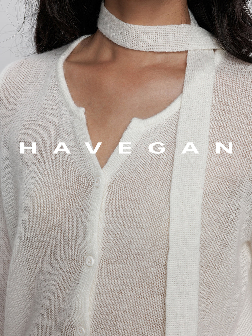 V-Neck Sheer Knit Cardigan_BDHL7783