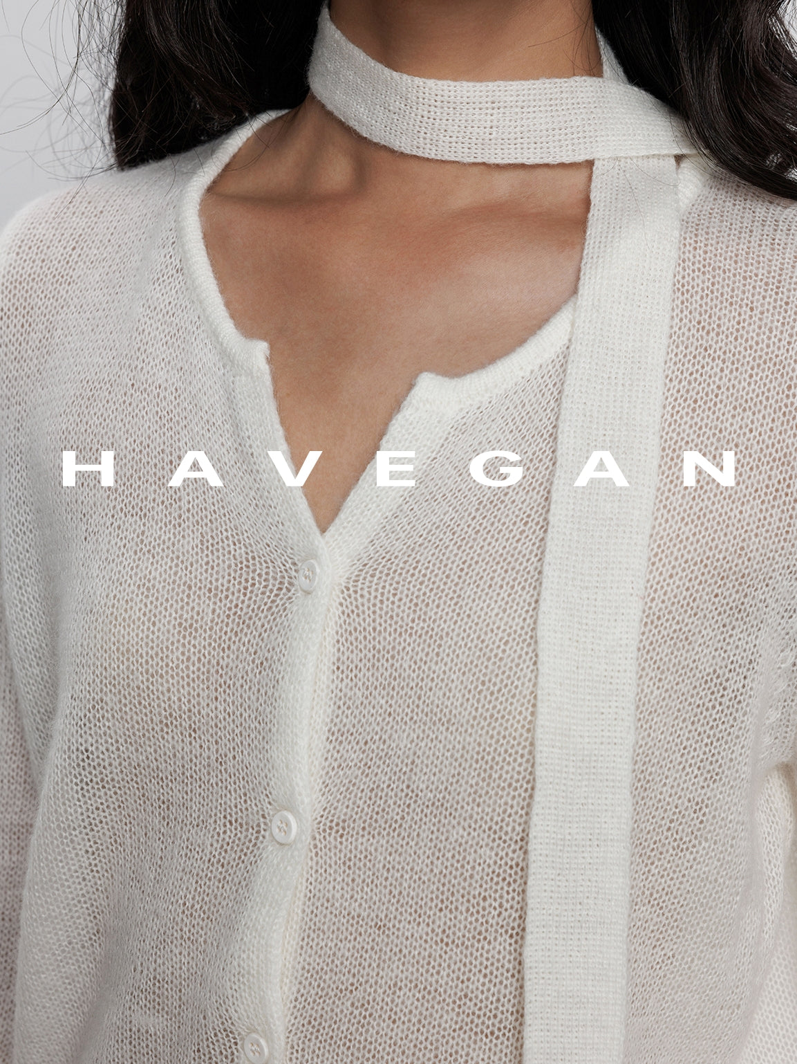 V-Neck Sheer Knit Cardigan_BDHL7783