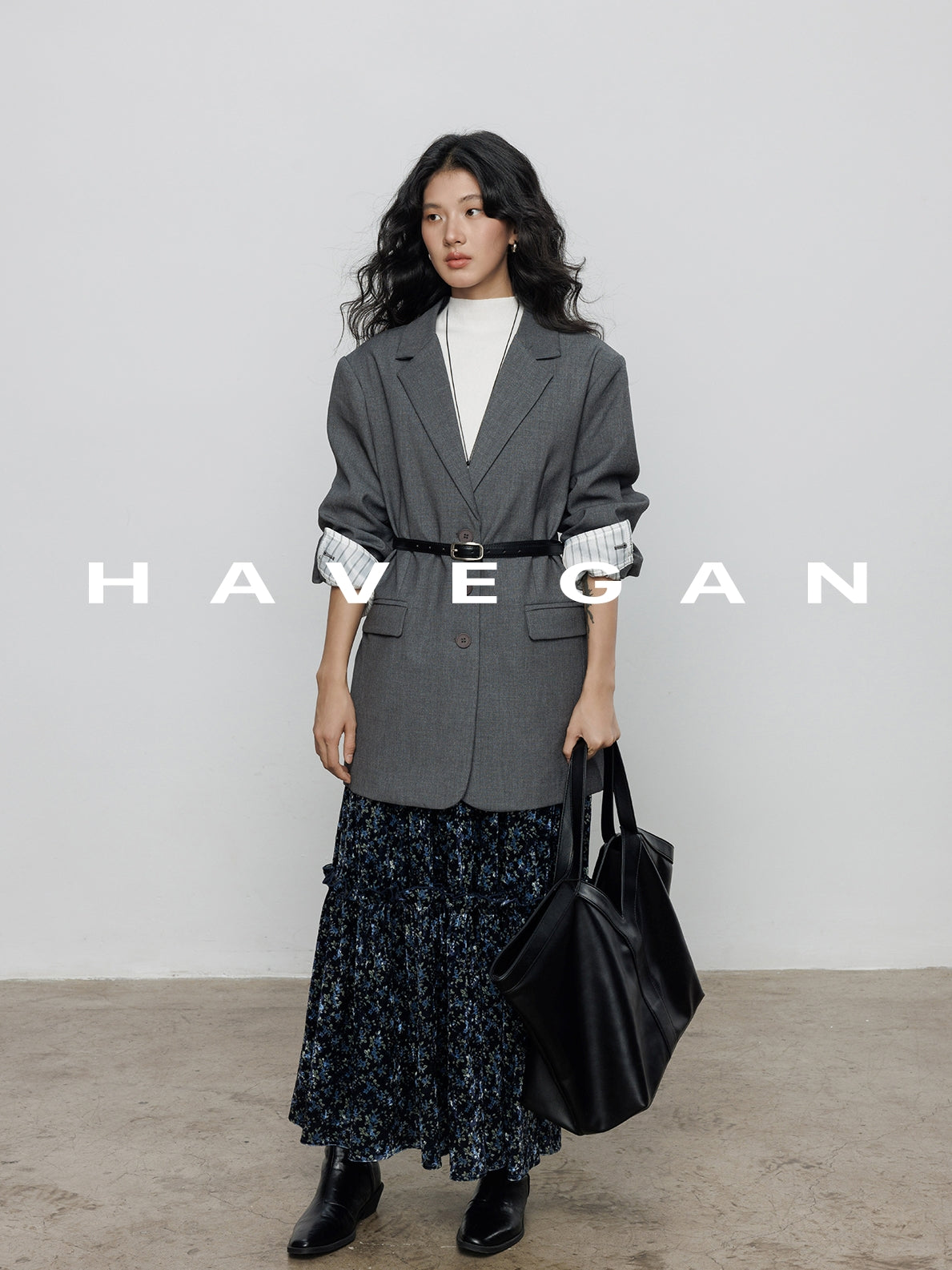 Retro Floral Print A-Line Skirt_BDHL7897