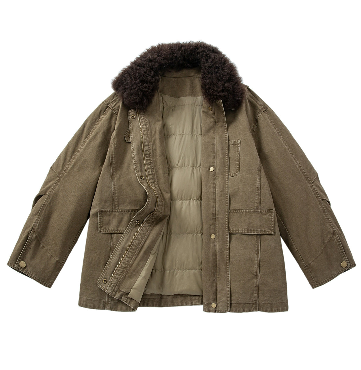 Fluffy Collar Retro Jacket_BDHL8124