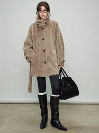 Stand Collar Fur Dress Jacket_BDHL6920