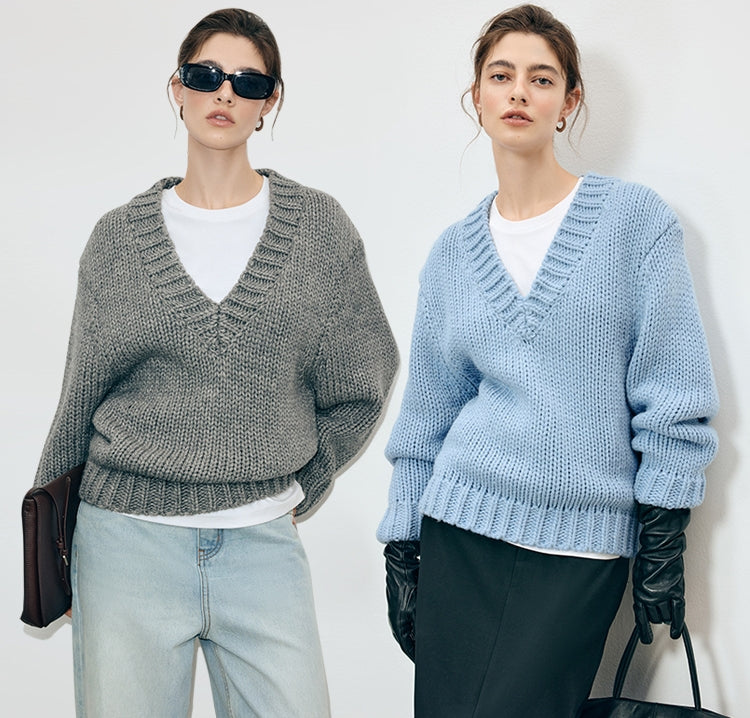 厚款V領針織上衣_BDHL7906