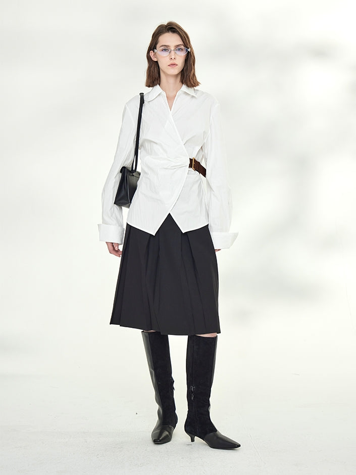 Asymmetrical Waist Belt Shirt_BDHL7789