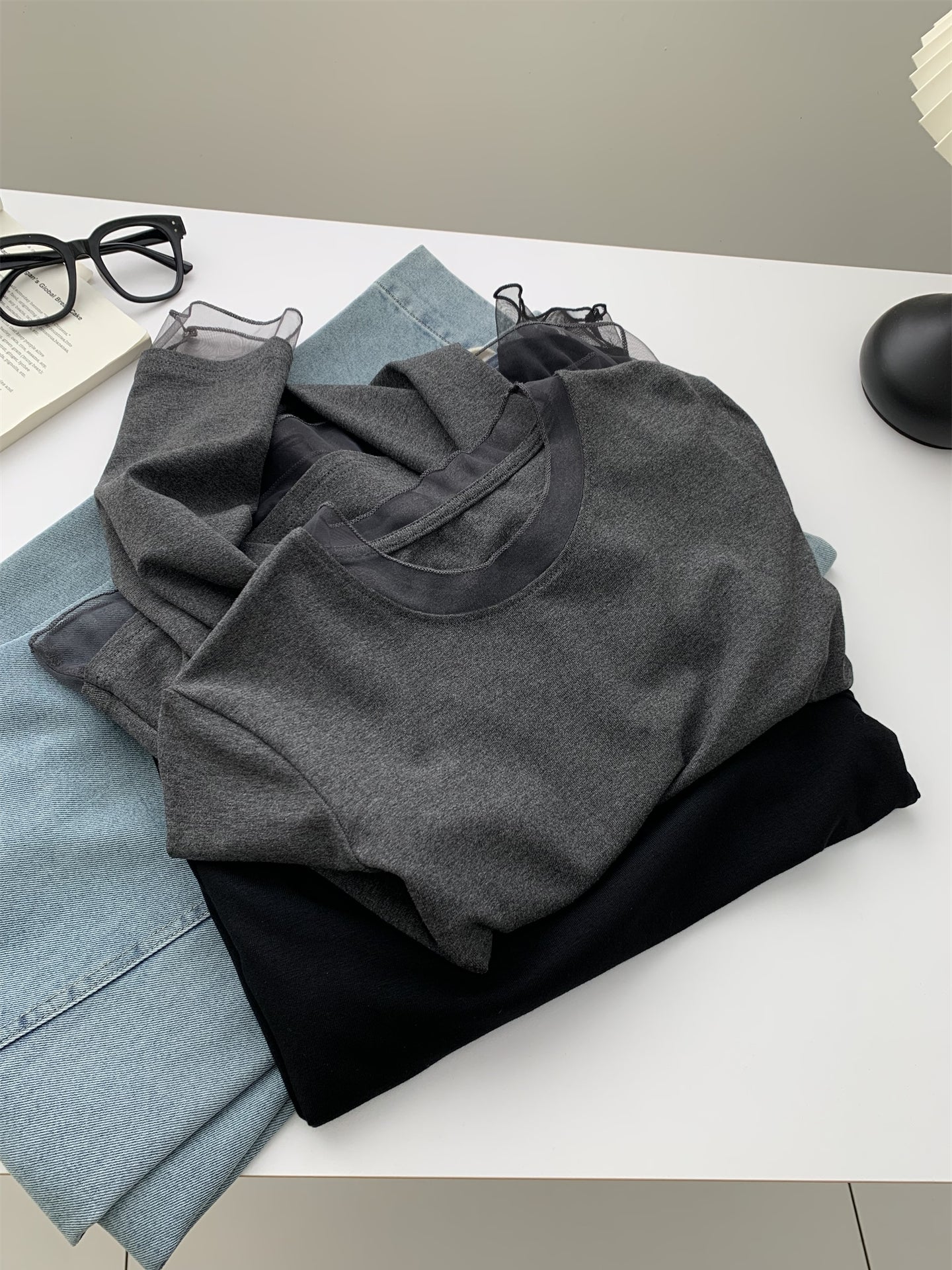 Mesh Round Neck Tops_BDHL8013