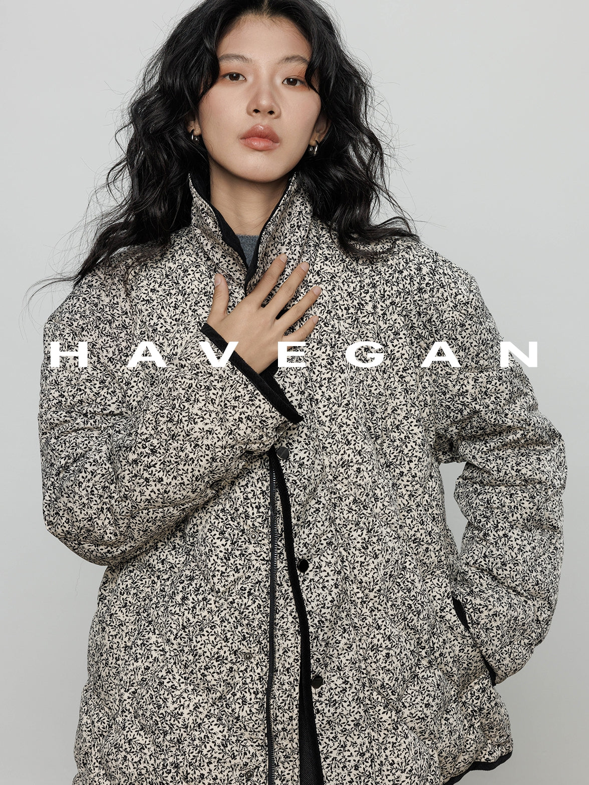 翻領花卉羽絨衣_BDHL7887