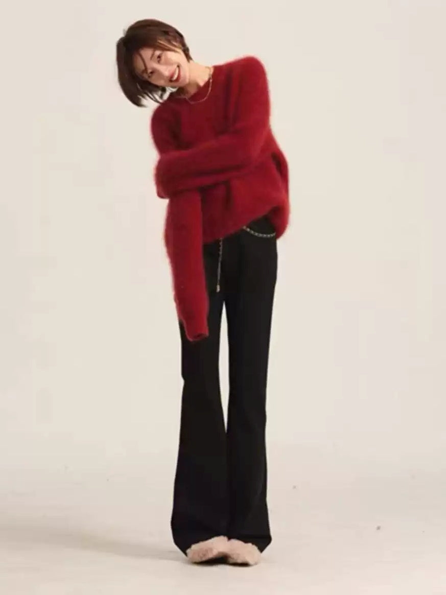 Fluffy Round Neck Sweater_BDHL6831