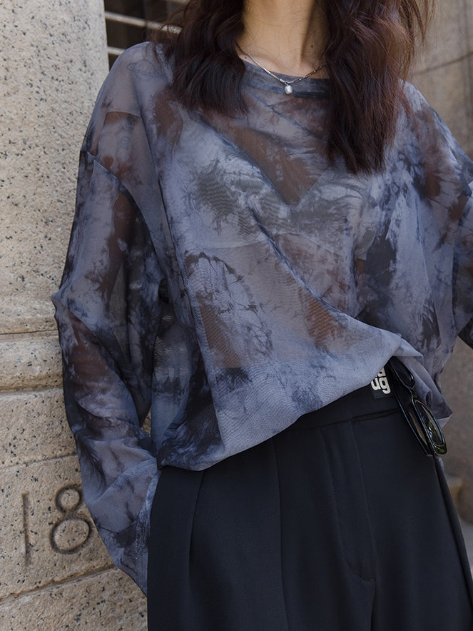 Thin Mesh Long-Sleeved Tops_BDHL7534