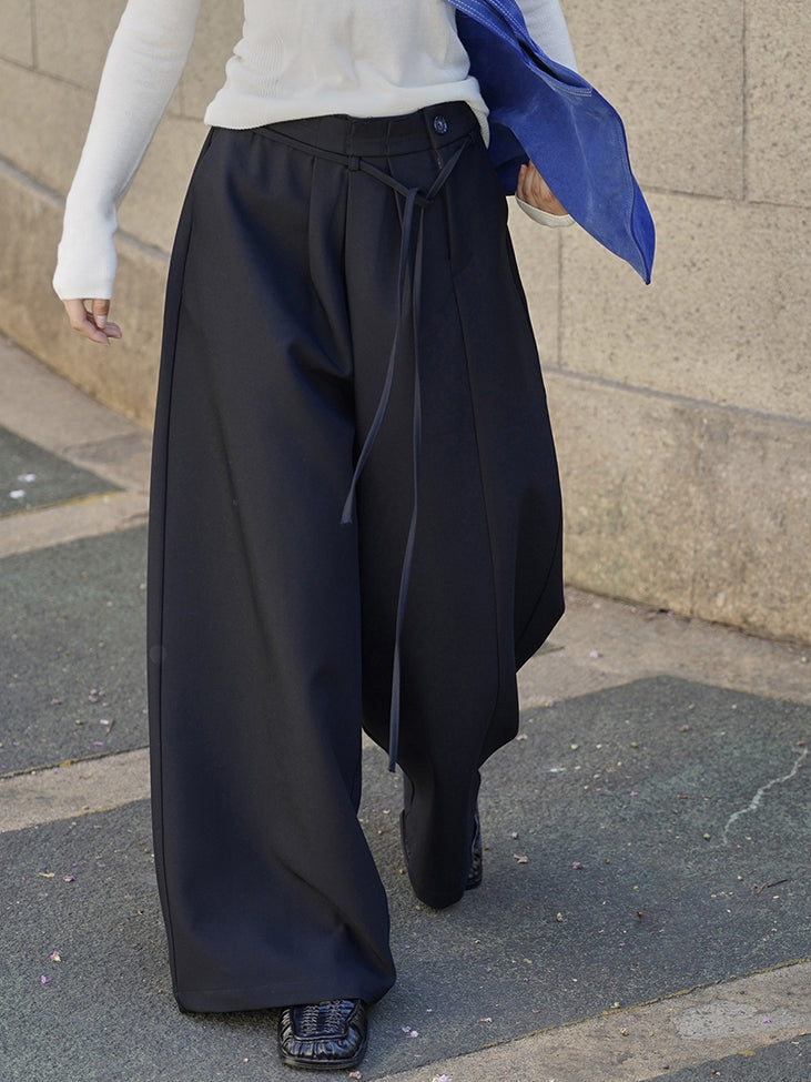 Pleated Side-Drape Pants_BDHL7773