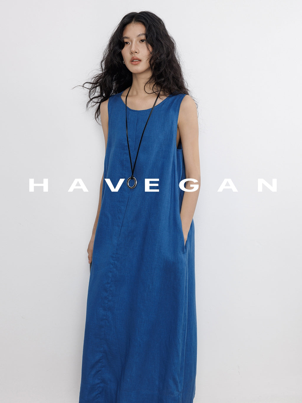 Round Neck Sleeveless Dress_BDHL7585