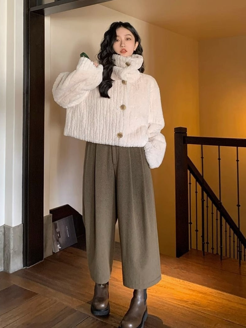 Stand-Collar Thick Short Coat_BDHL7822