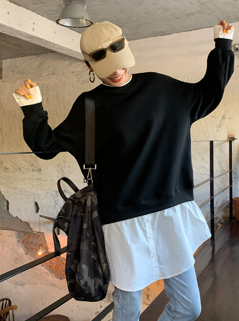 Fake 2piece long sleeve sweatshirt_BDHL5703