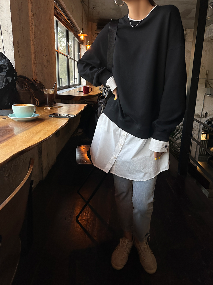 Fake 2piece long sleeve sweatshirt_BDHL5703