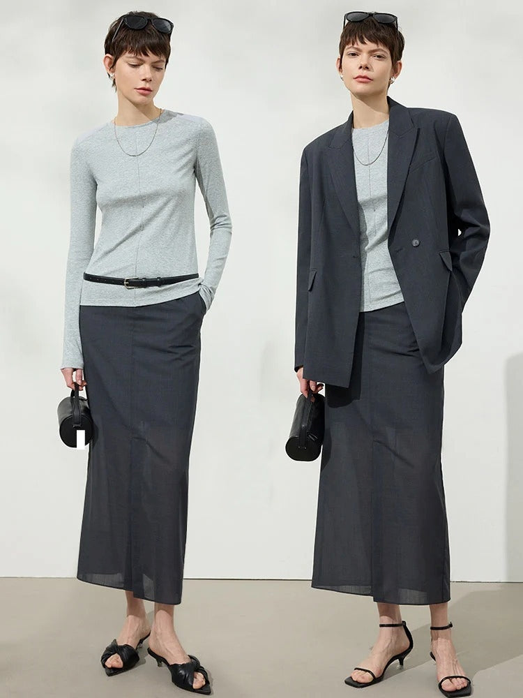 Linen Lyocell Slim Fit Long Sleeve Top_BDHL8220