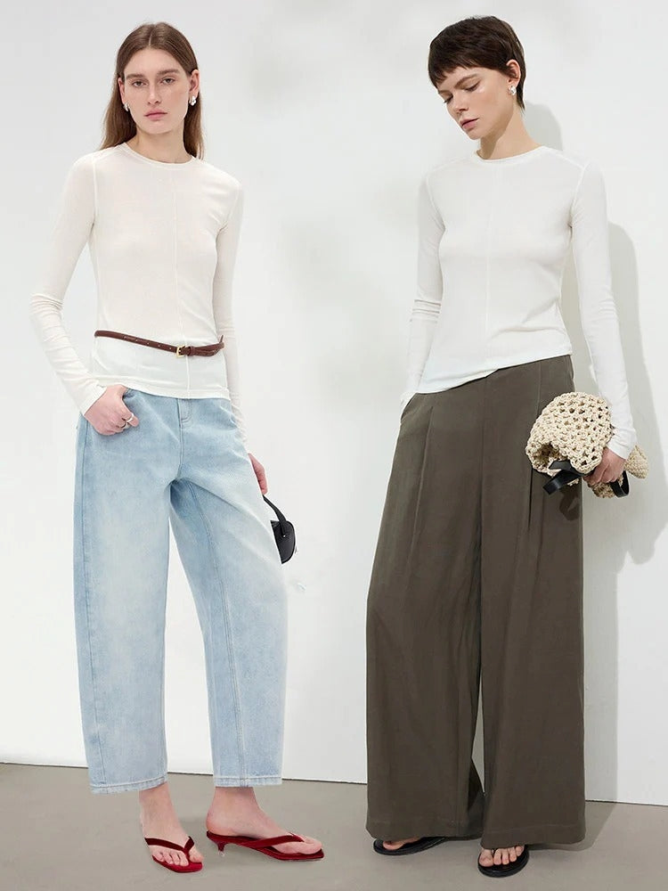 Linen Lyocell Slim Fit Long Sleeve Top_BDHL8220