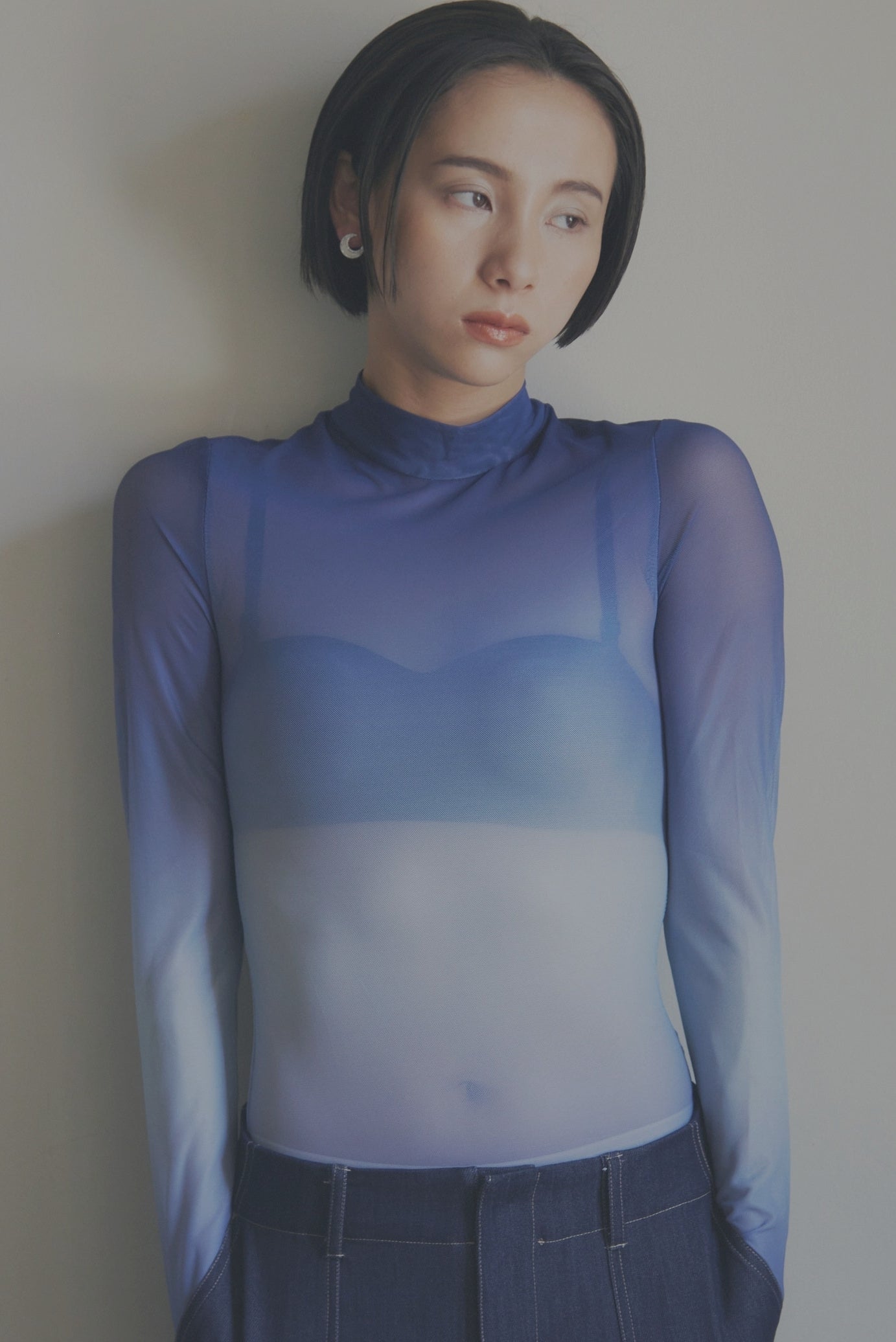【First Come, First Served / Popular / In Stock】Gradient Sheer Turtleneck Top_HL3332/LCHK