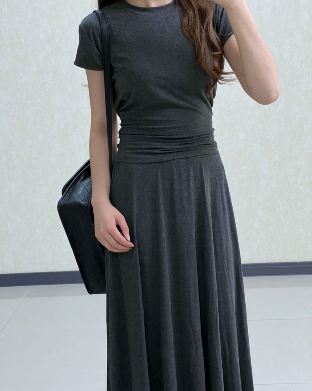 Short-Sleeved Tops And Long Skirt Set_BDHL7553