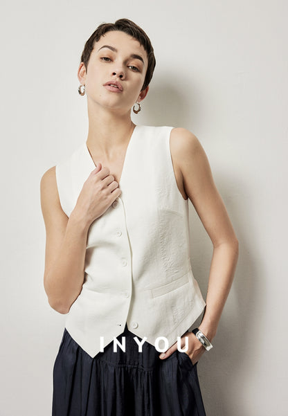 Loose And Thin Linen Vest_BDHL5985