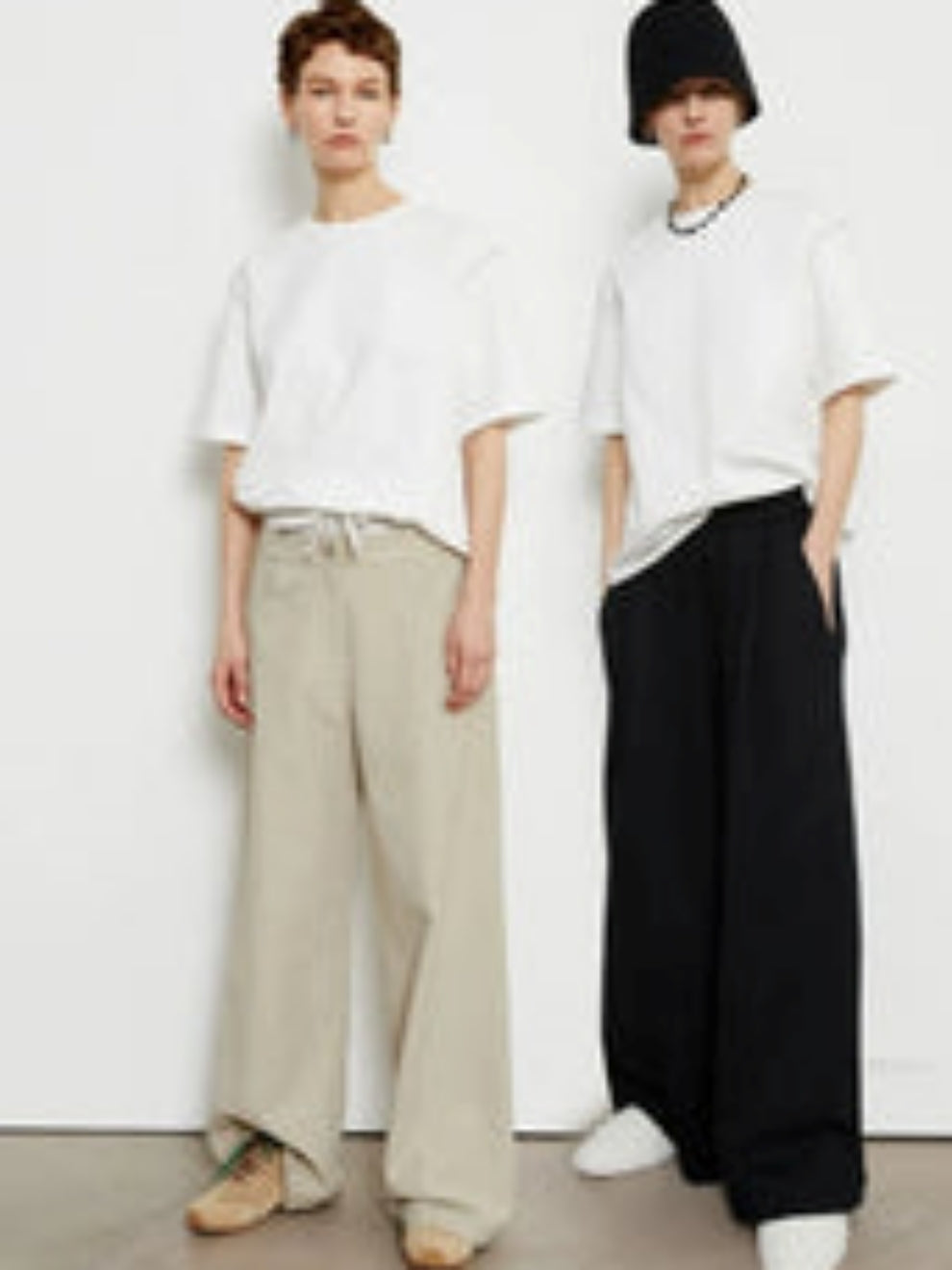 Drape double waist floor length pants_BDHL5799