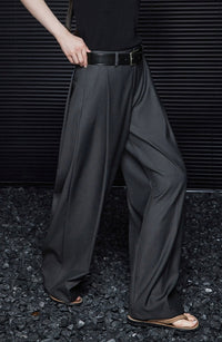 Gray High Waist Loose Straight Leg Pants_DI100384