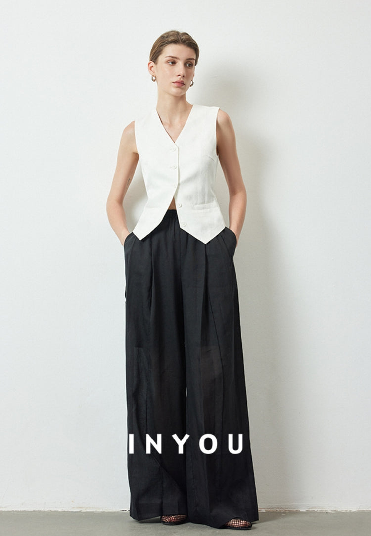 Loose And Thin Linen Vest_BDHL5985