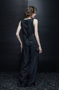 Sleeveless Round Neck Linen Top_BDHL7323