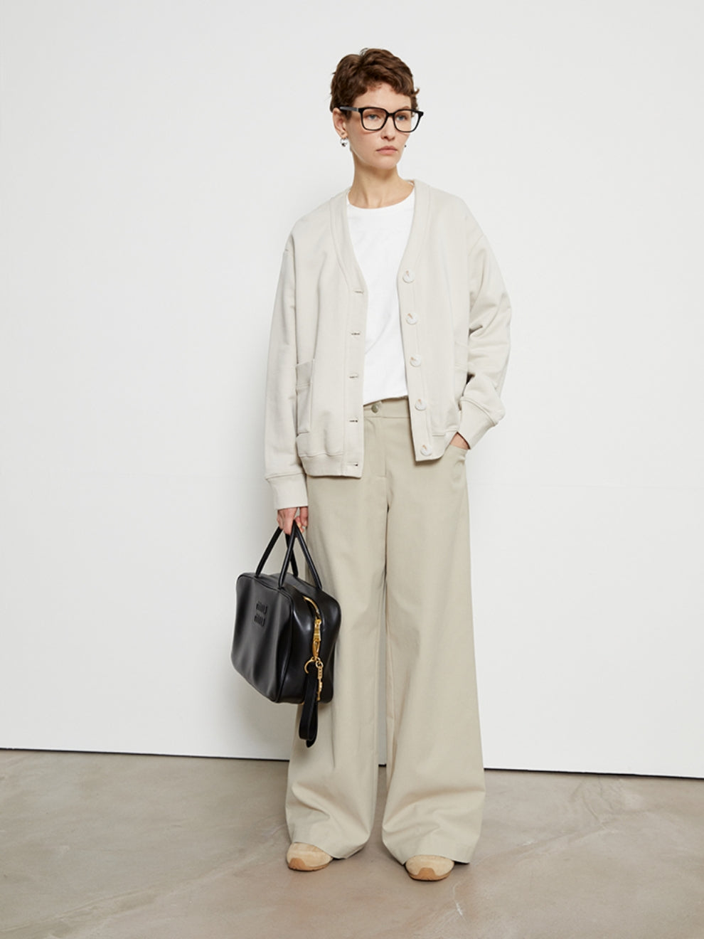 Drape double waist floor length pants_BDHL5799