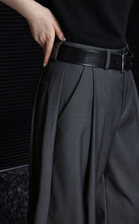 Grey High Waist Loose Straight Leg Pants_DI100384