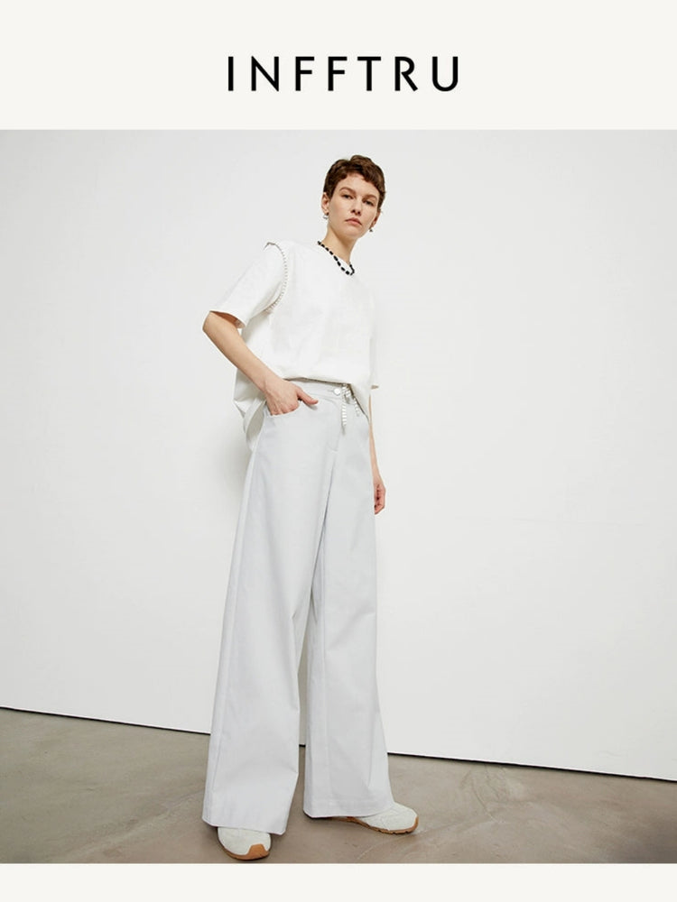 Drape double waist floor length pants_BDHL5799