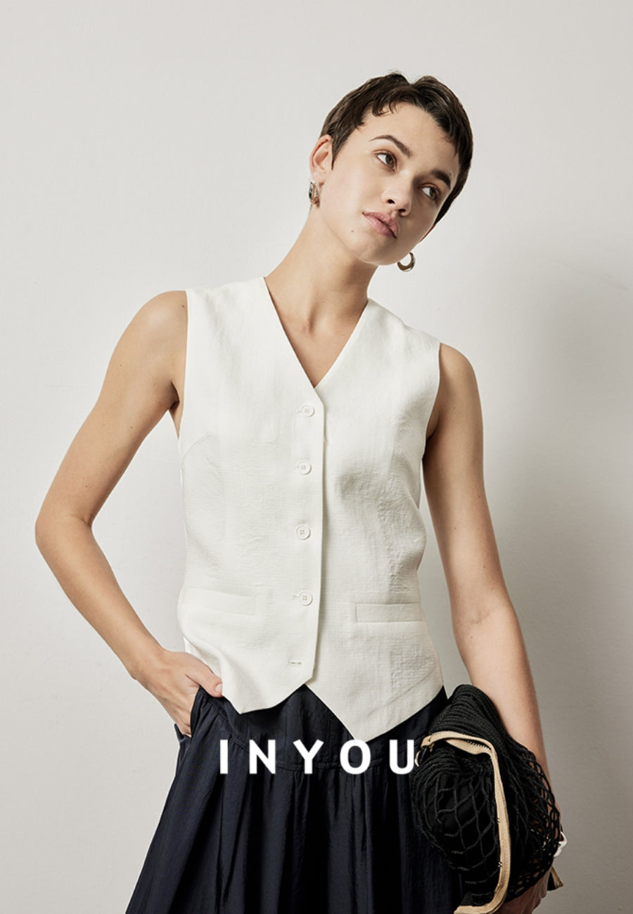 Loose And Thin Linen Vest_BDHL5985