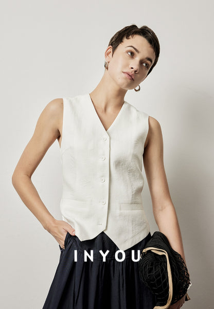 Loose And Thin Linen Vest_BDHL5985