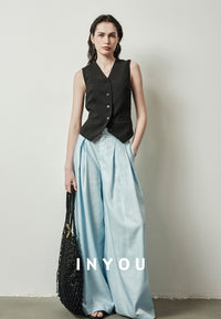 Loose And Thin Linen Vest_BDHL5985