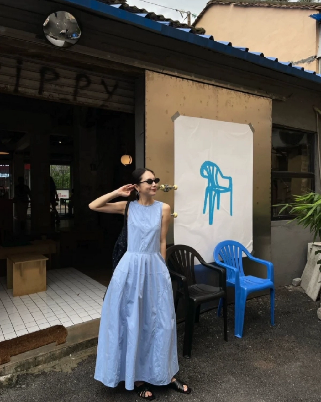 Sleeveless Blue Dress_BDHL7549