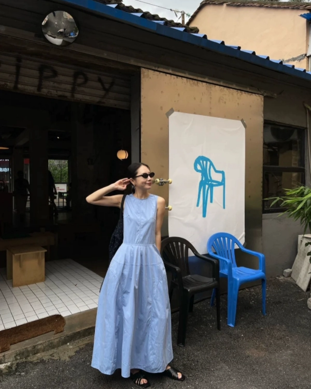 Sleeveless Blue Dress_BDHL7549