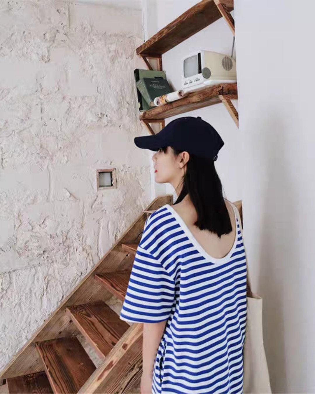 Backless Striped Sleeveless Dress_BDHL7548