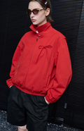 Bow Ribbon Stand Collar Blouson_BDHL8183