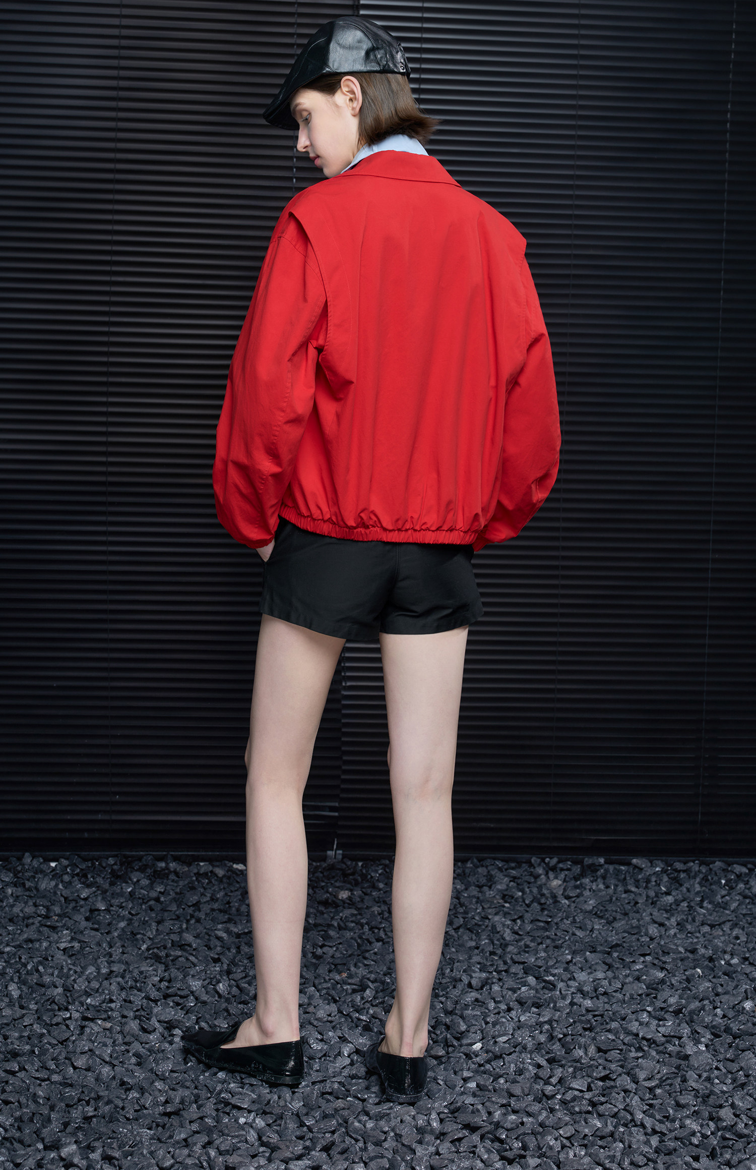 Bow Ribbon Stand Collar Blouson_BDHL8183