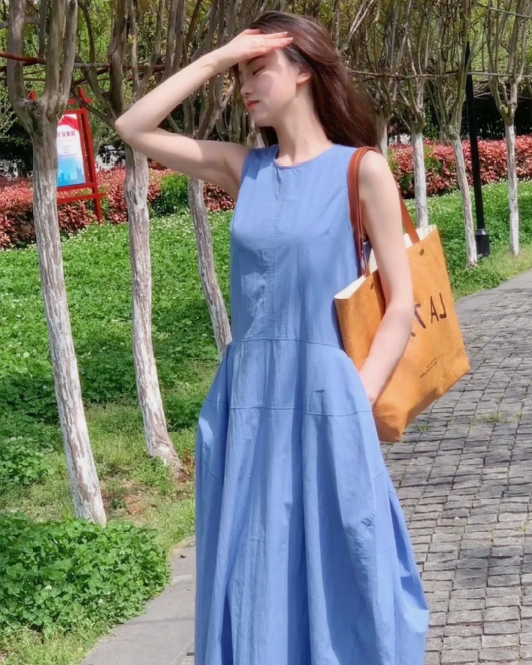 Sleeveless Blue Dress_BDHL7549