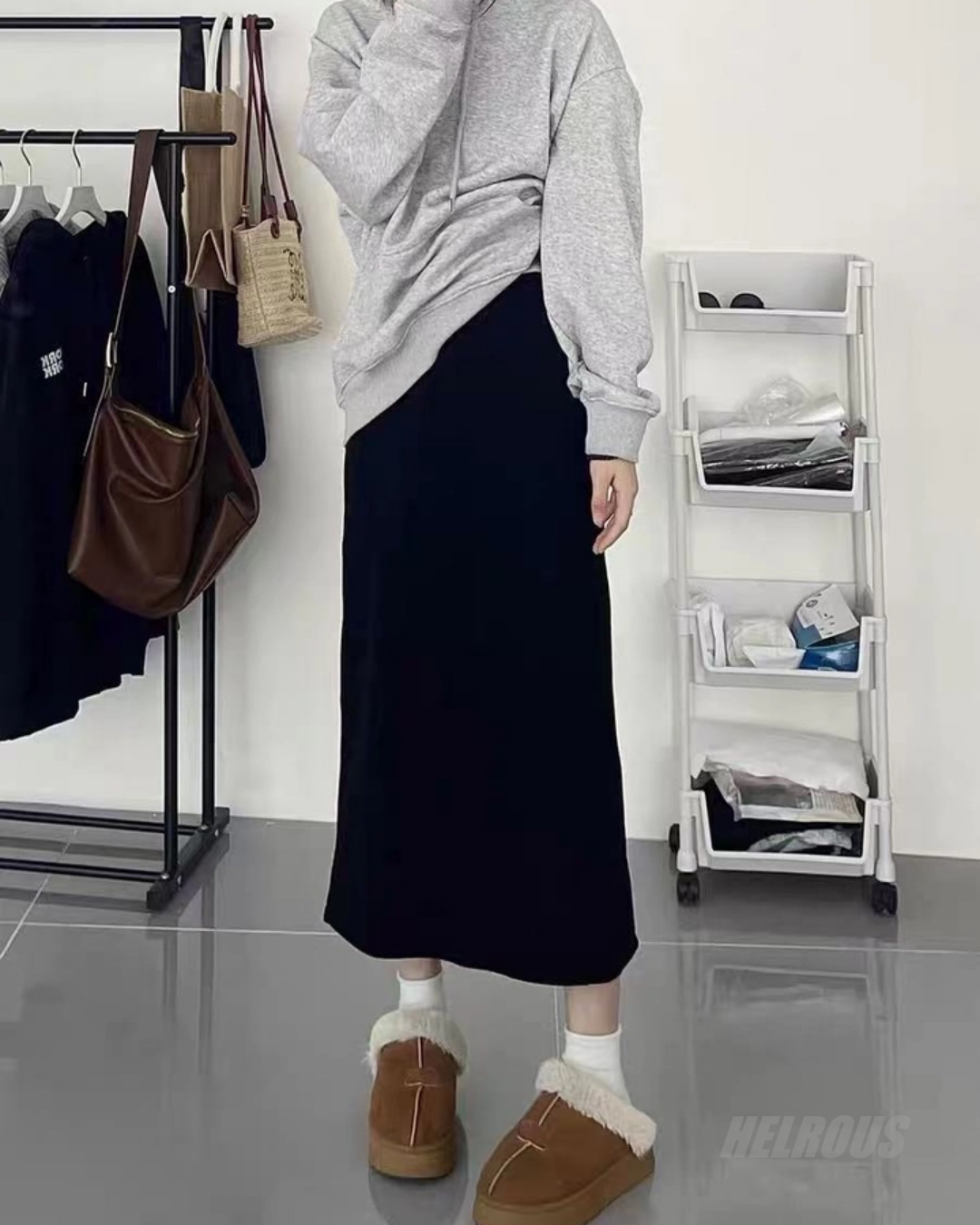 High-Waisted Thick Straight Skirt_BDHL7817