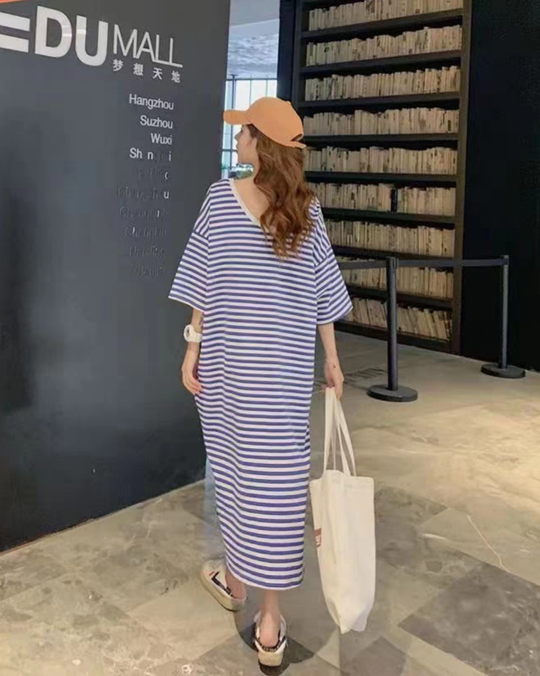 Backless Striped Sleeveless Dress_BDHL7548