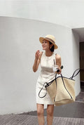 Strap contrast color woven bag_BDHL5800