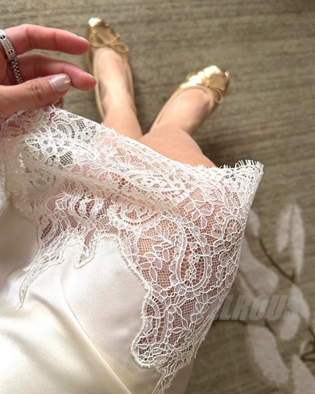 Acetate Satin Lace-Hem Midi Skirt_BDHL8330
