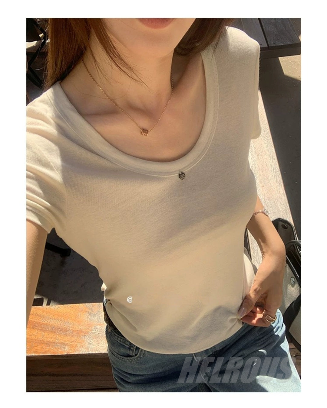 Tencel-Wool Slim Short-Sleeve Top_BDHL8335