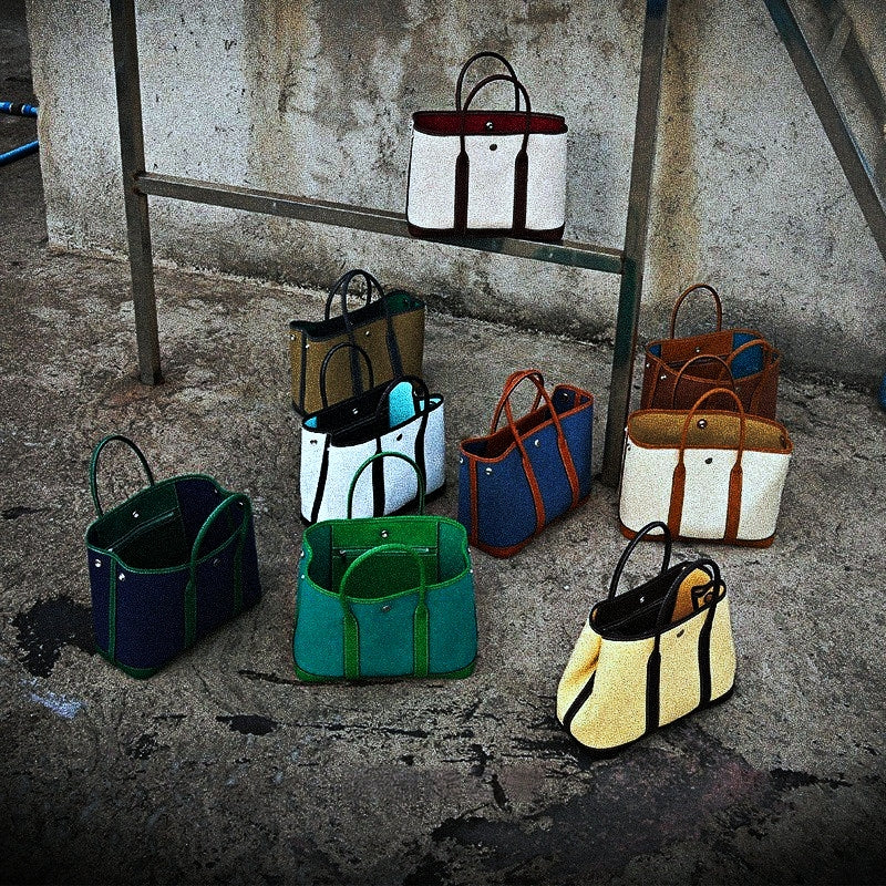 Water-repellent Canvas Contrasting Garden Tote Bag_BDHL8199